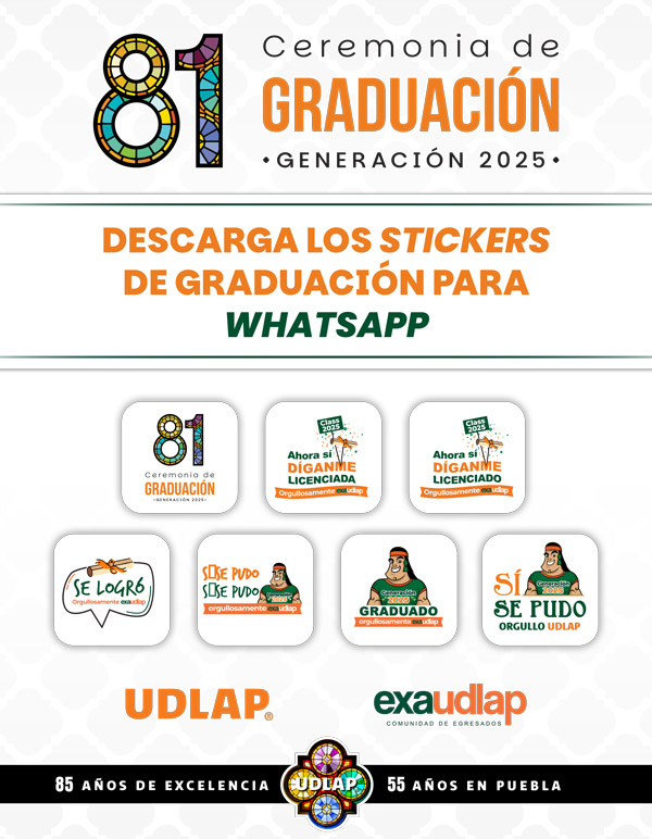 Postal de stickers de WhatsApp - Graduación 81 UDLAP